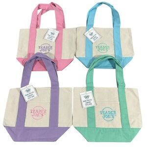 Pastel Canvas Tote Bag - Pink, Blue, Purple, Green. Set of 4